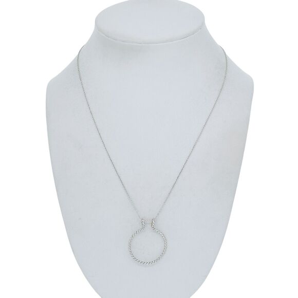 Vintage Sterling Silver 925 Twisted Circle Pendant Necklace 18" - Picture 1 of 4